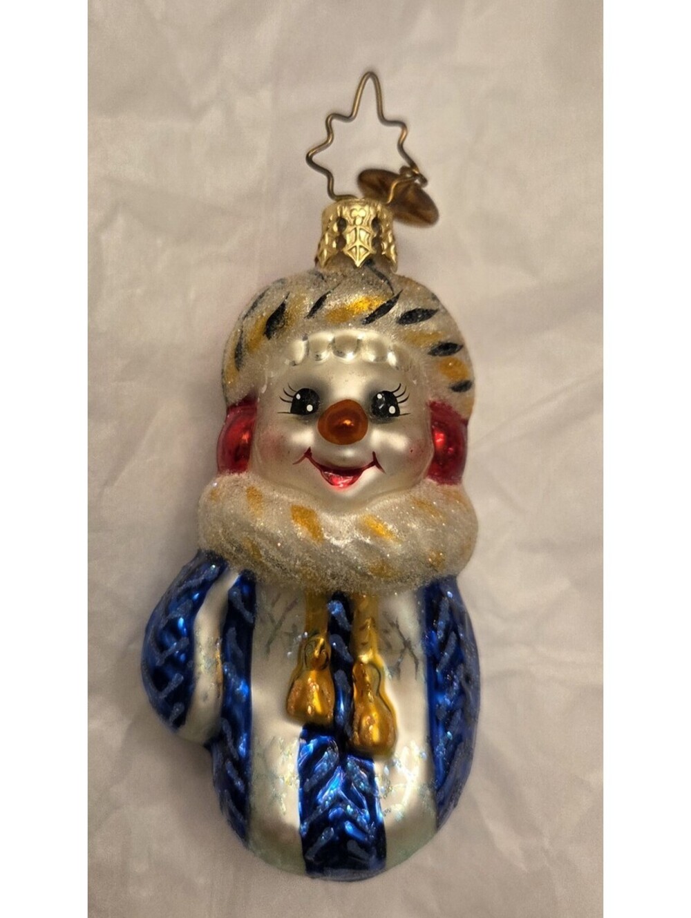 *RARE* Christopher Radko  Snowmittens Snowman Handpainted Handblown Glass, Mint!